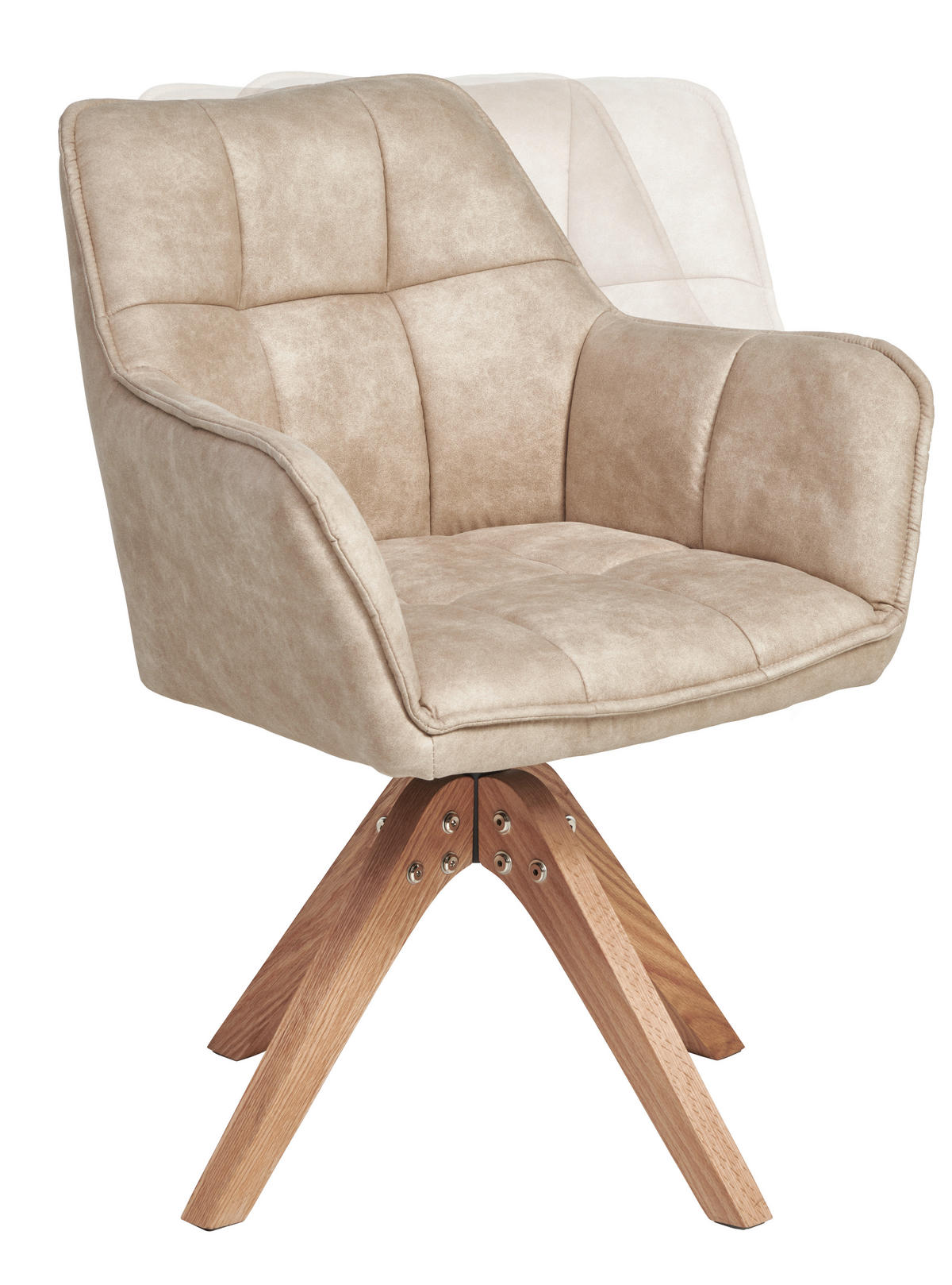 ARMLEHNSTUHL  Sitzfläche 360° drehbar, inklusive Armlehnen Webstoff  - Eichefarben/Beige, Basics, Holz/Textil (61/85/63cm) - MID.YOU