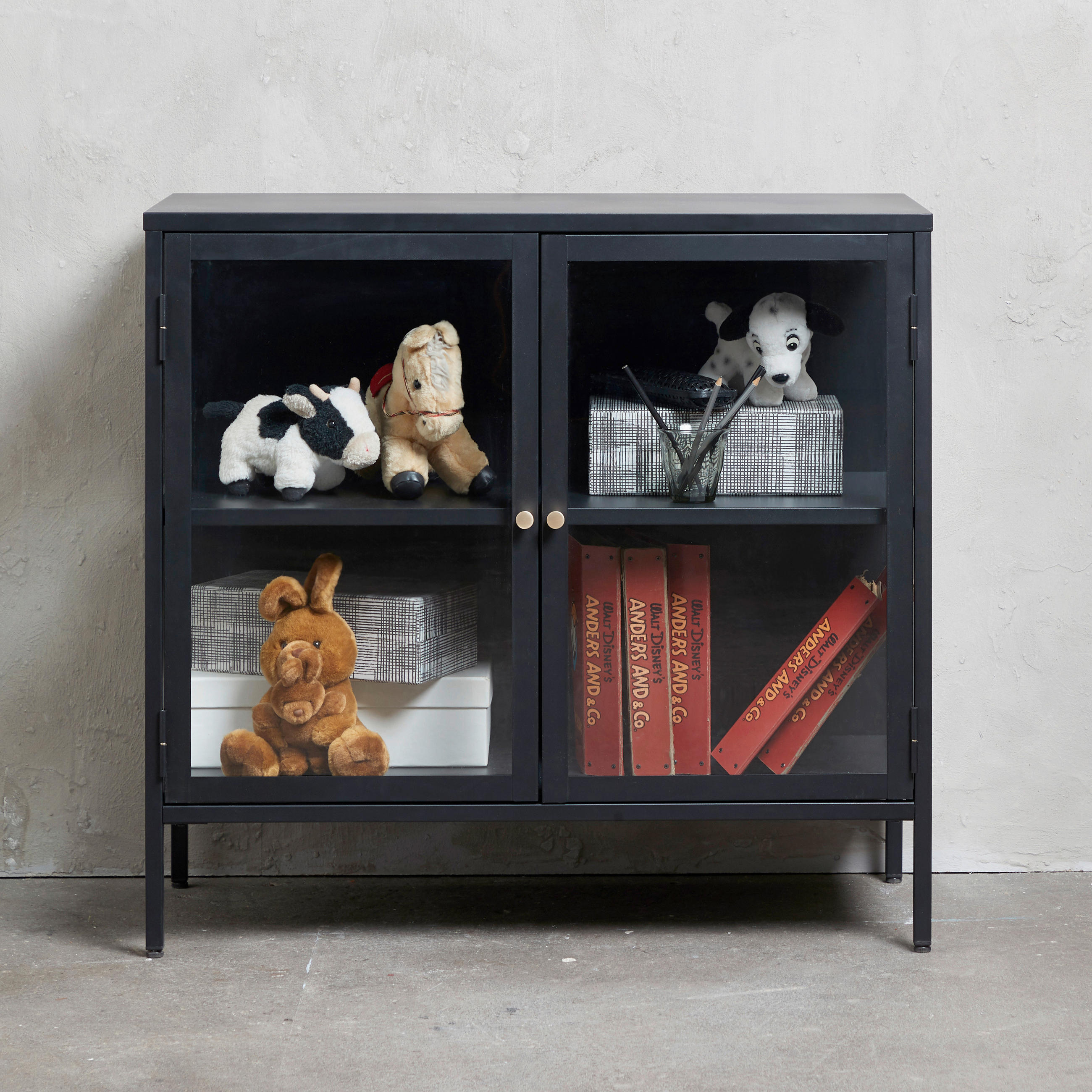 KOMMODE CARMEL SIDEBOARD 2 SECTION  in 90/85/40 cm  - Goldfarben/Schwarz, Basics, Glas/Metall (90/85/40cm) - Livetastic