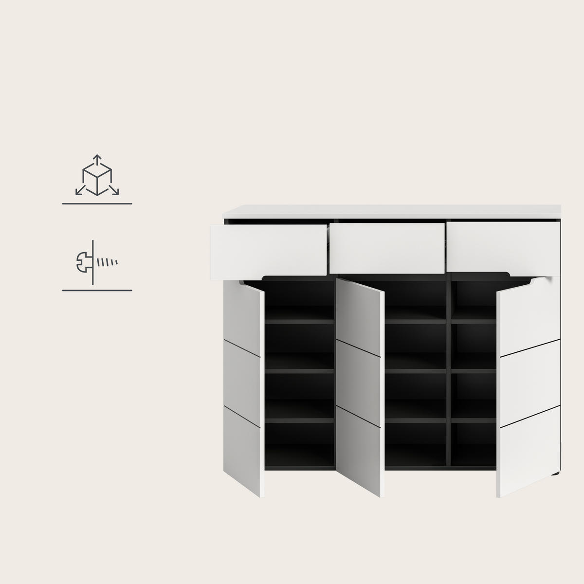 SCHUHSCHRANK  in 120/94/37 cm  - Schwarz/Weiß, Design, Holzwerkstoff/Kunststoff (120/94/37cm) - Livetastic