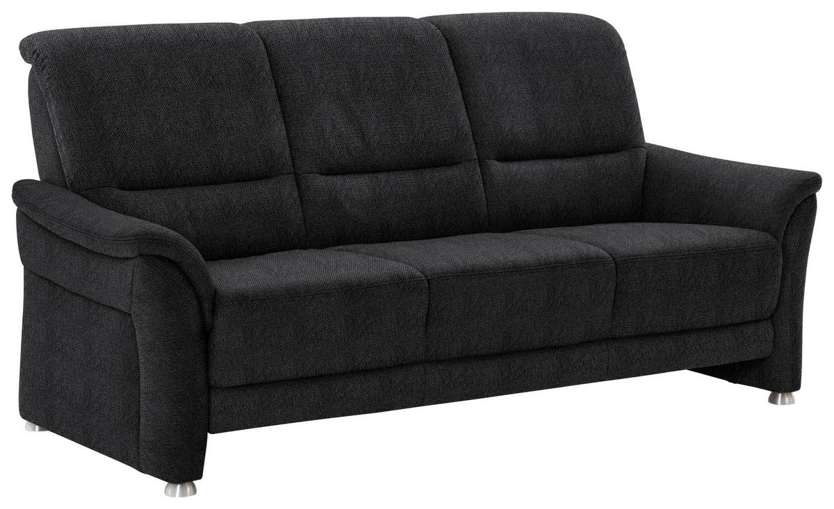 SITZGARNITUR Flachgewebe Schwarz  - Alufarben/Schwarz, Konventionell, Textil/Metall (198/172/96/93cm) - Beldomo Premium