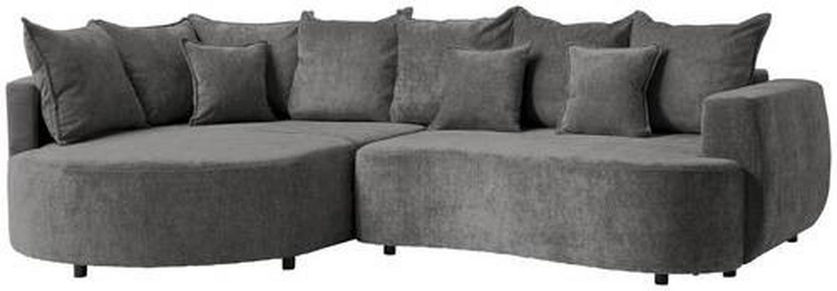 ECKSOFA in Chenille Grau  - Schwarz/Grau, Design, Kunststoff/Textil (194/307cm) - Carryhome