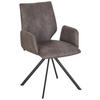 ARMLEHNSTUHL  Lederauswahl, Stoffauswahl, Typenauswahl, inklusive Armlehnen Mikrofaser  - Anthrazit/Graubraun, Design, Textil/Metall (57/92/63cm) - Venjakob
