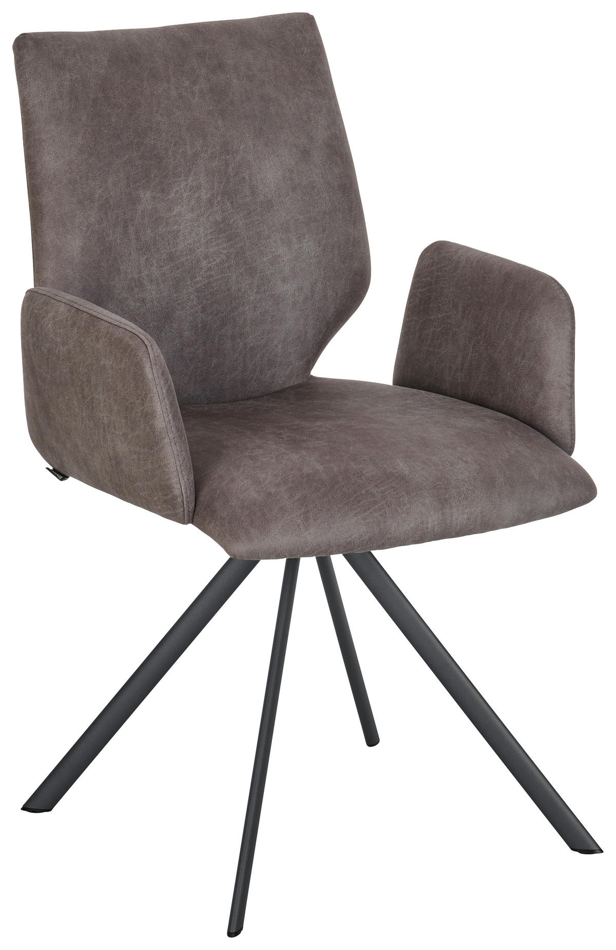 ARMLEHNSTUHL  Lederauswahl, Stoffauswahl, Typenauswahl, inklusive Armlehnen Mikrofaser  - Anthrazit/Graubraun, Design, Textil/Metall (57/92/63cm) - Venjakob