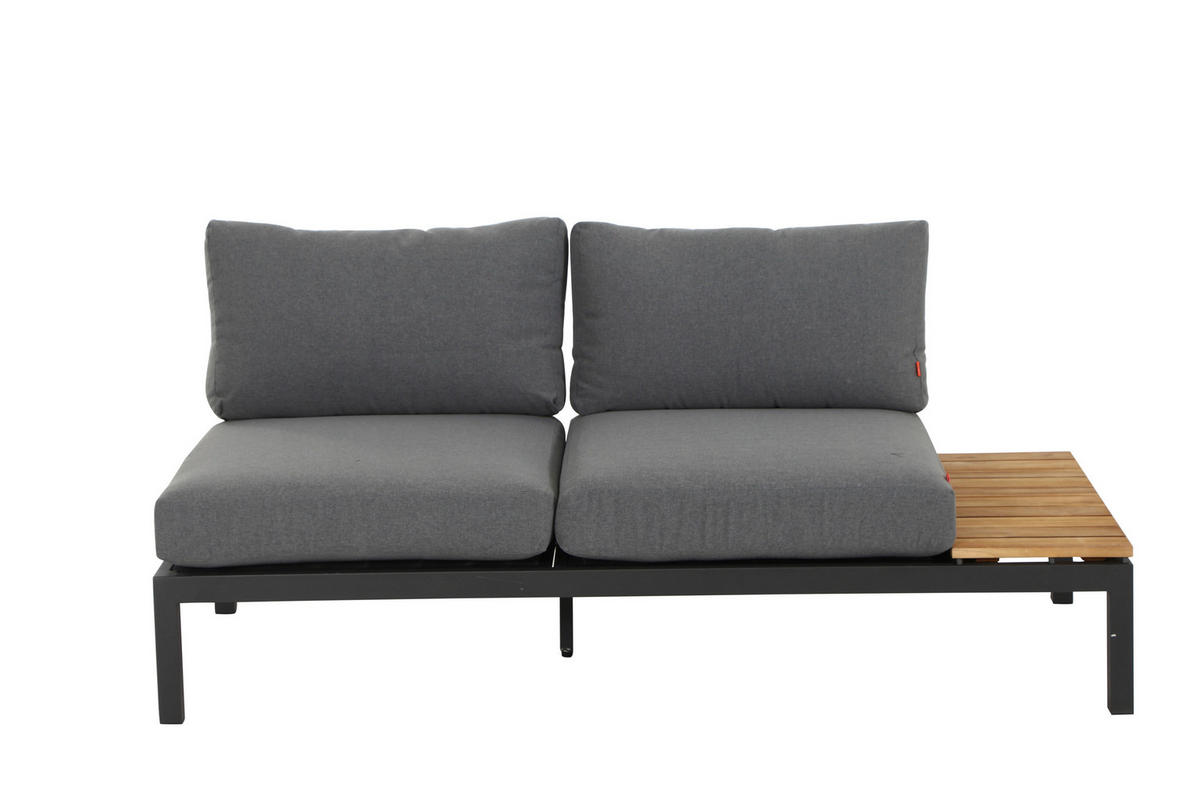 LOUNGEGARNITUR Teakholz massiv Aluminium  - Anthrazit/Grau, KONVENTIONELL, Holz/Textil (252/84/252cm) - Siena Garden