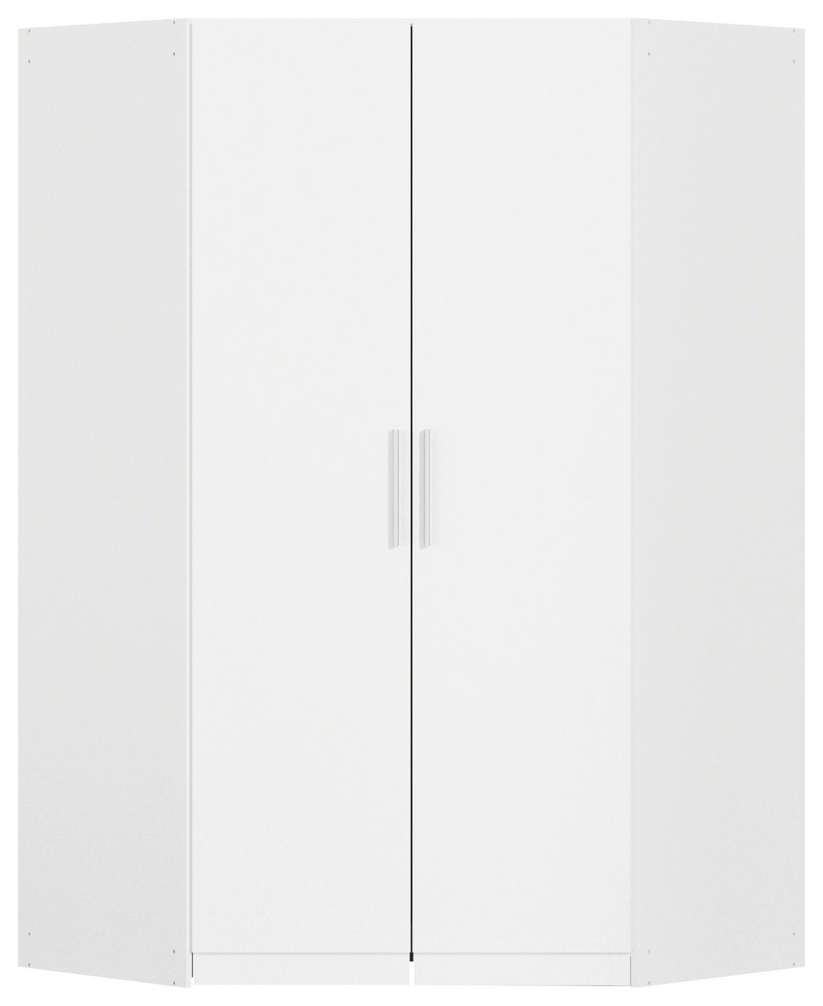 ECKKLEIDERSCHRANK 117/197/54 cm Weiß  - Alufarben/Weiß, KONVENTIONELL, Holzwerkstoff/Kunststoff (117/197/54cm) - home24