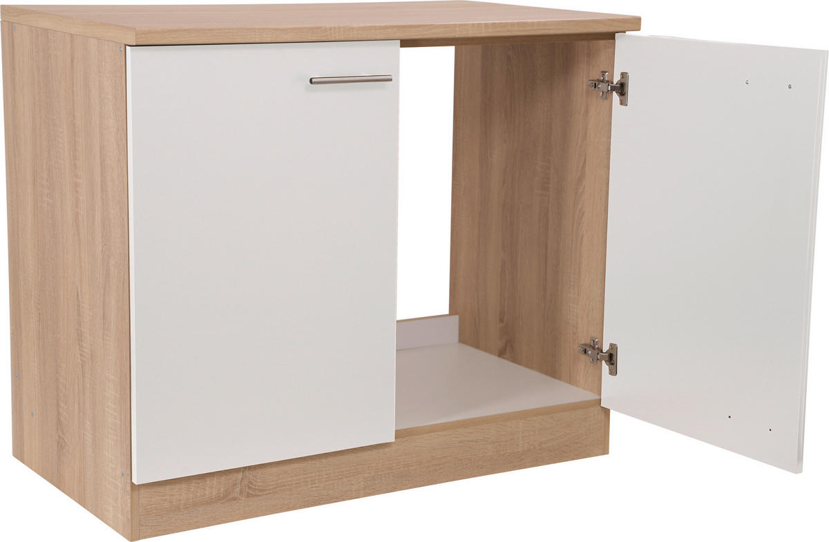 BÄNKSKÅP FÖR DISKHO 100/84,8/60 cm  i ekfärgad, vit  - vit/silver, Basics, metall/trämaterial (100/84,8/60cm) - Respekta