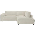 ECKSOFA  in Cord Creme  265/224 cm  - Creme/Schwarz, Design, Kunststoff/Textil (265/224cm) - Hom`in