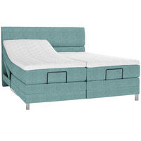 BOXSPRINGBETT 200/200 cm  in Blau  - Chromfarben/Blau, KONVENTIONELL, Kunststoff/Textil (200/200cm) - Voleo