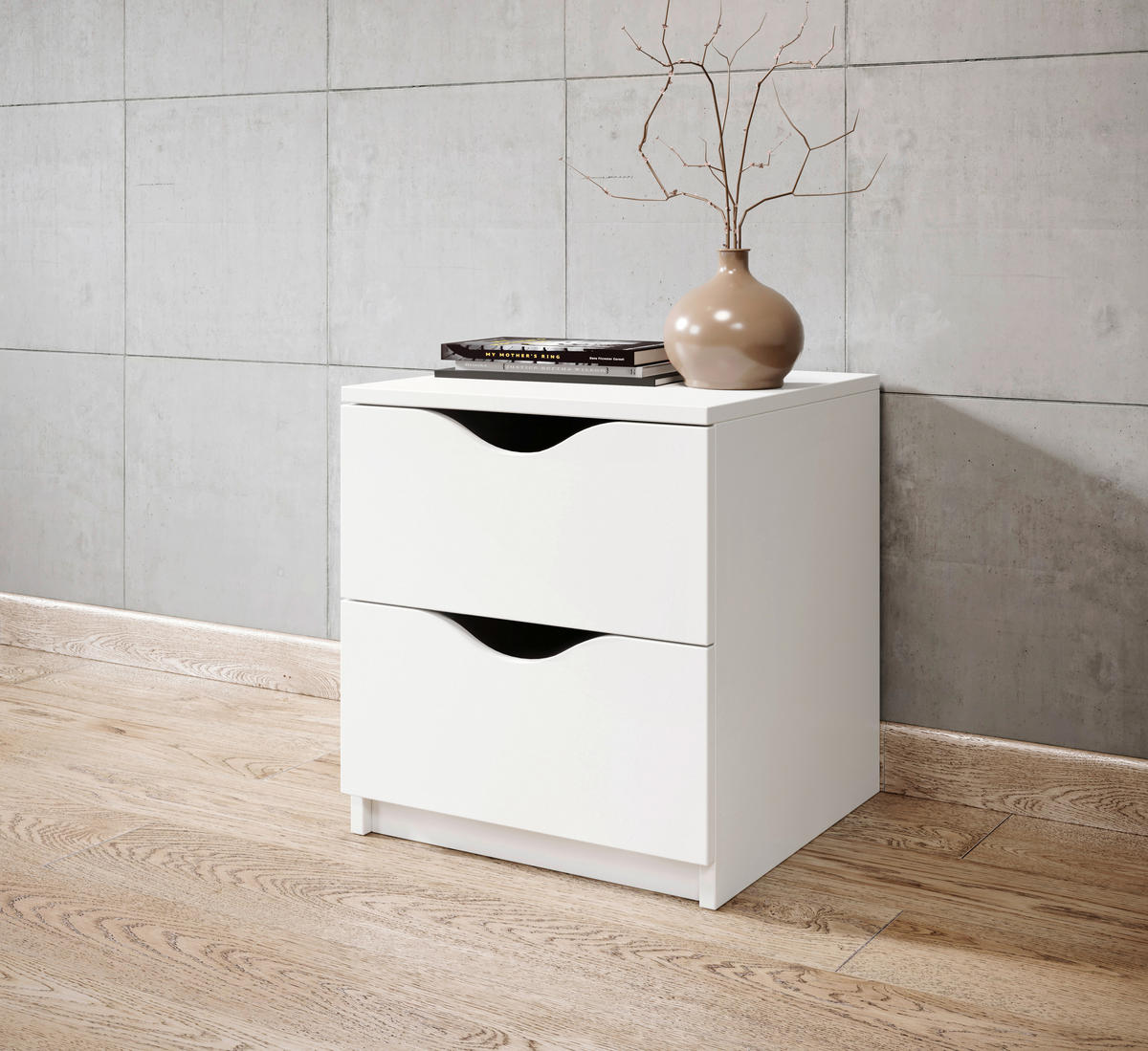 SÄNGBORD i vit  - vit/svart, Basics, trämaterial/plast (40/45/42cm) - Best Price