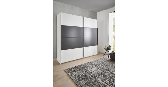 SCHWEBETÜRENSCHRANK 240/226/64 cm 2-türig Weiß, Dunkelgrau  - Dunkelgrau/Alufarben, Design, Holzwerkstoff/Metall (240/226/64cm) - Xora