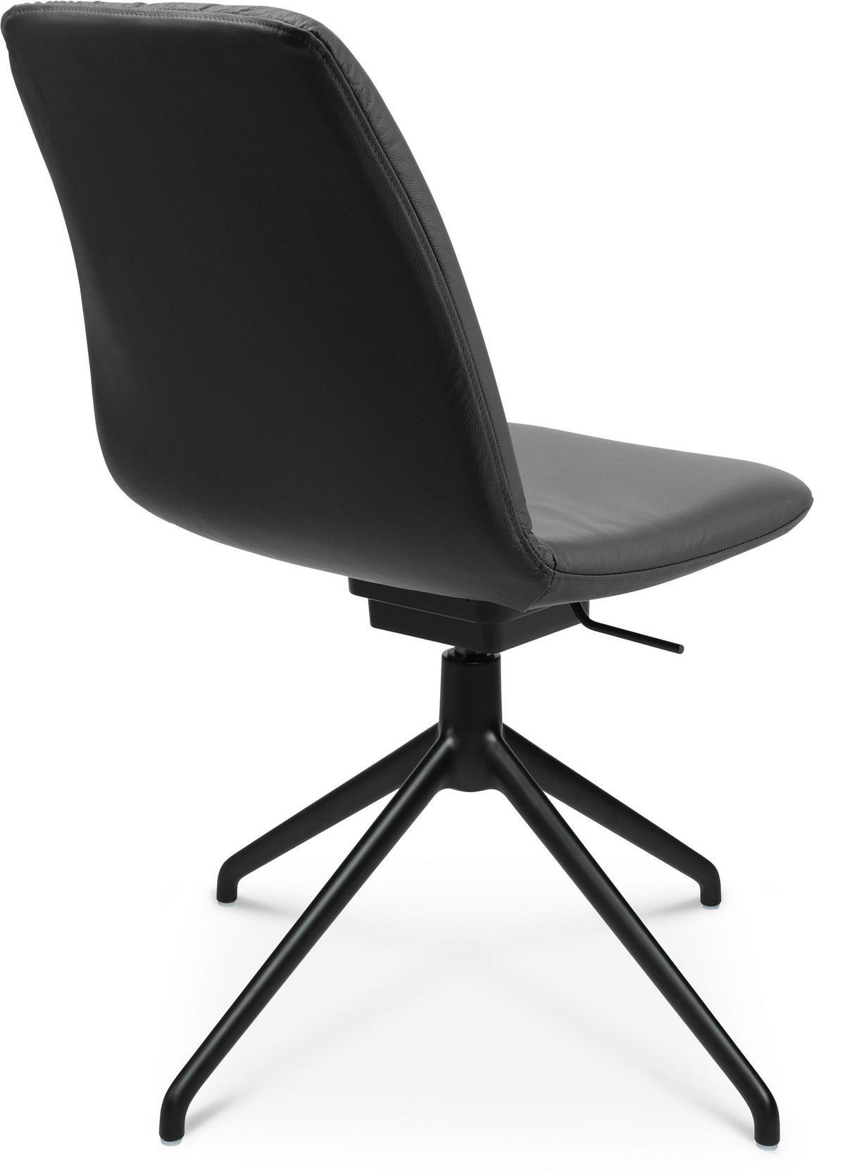 STUHL  in Aluminium Echtleder pigmentiert  - Anthrazit/Schwarz, Design, Leder/Metall (46/81,5-84,5/55cm) - Johann Jakob