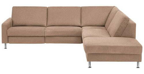 ECKSOFA in Mikrofaser Sandfarben 275/242 cm - Sandfarben/Alufarben, Design, Textil/Metall (275/242cm) - Dieter Knoll