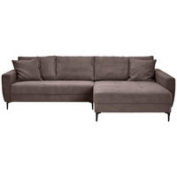 ECKSOFA in Cord Dunkelbraun  283/174 cm  - Dunkelbraun/Schwarz, Design, Textil/Metall (283/174cm) - Xora