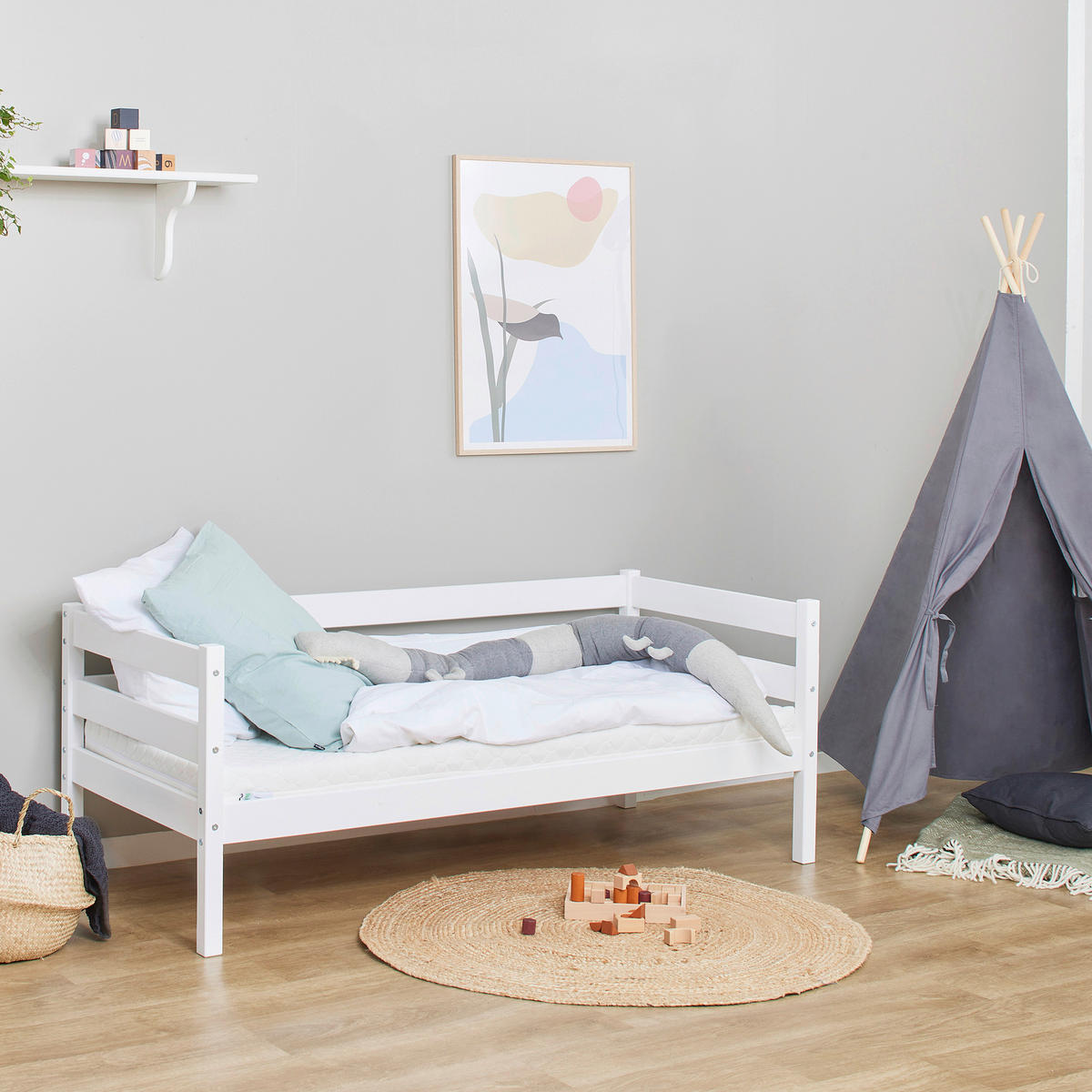 KINDER-/JUNIORBETT - Weiß/Kieferfarben, MODERN, Holz (70/160cm) - MID.YOU