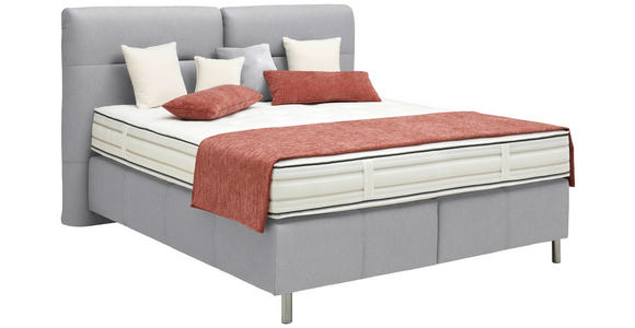 BOXSPRINGBETT 180/200 cm  in Ecru  - Ecru/Alufarben, KONVENTIONELL, Textil/Metall (180/200cm) - Dieter Knoll