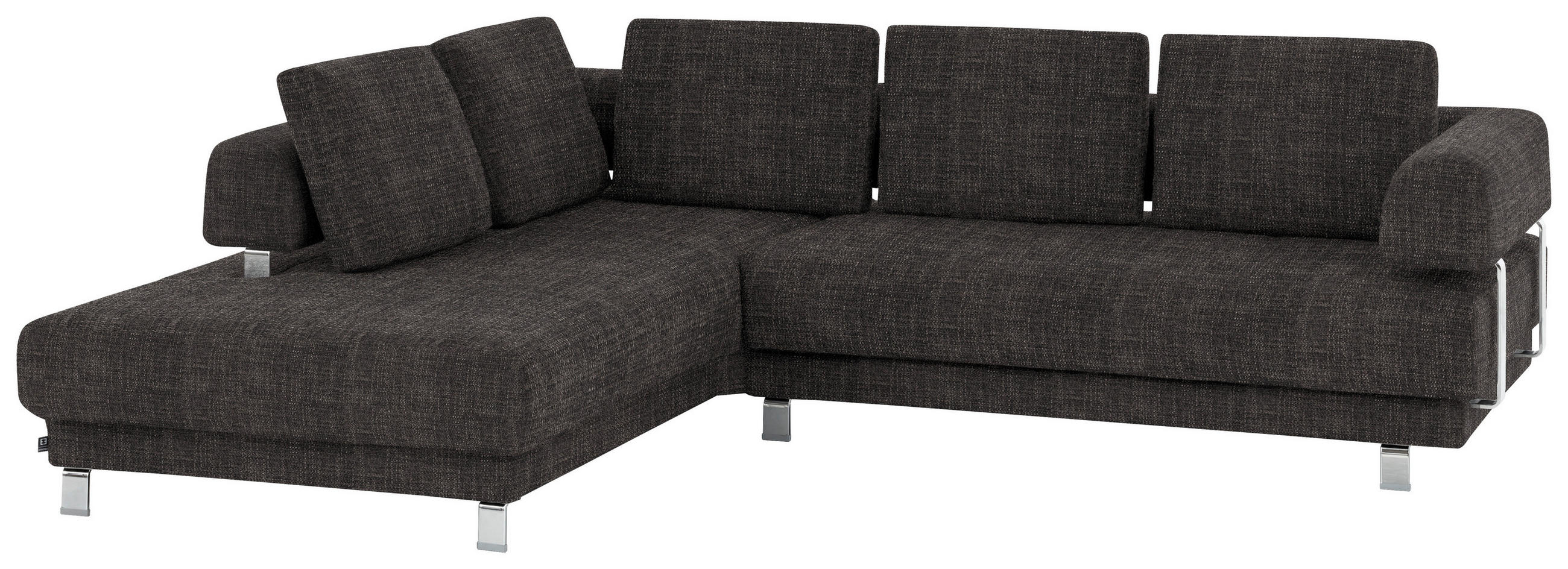 ECKSOFA in Chenille Braun  - Braun, Design, Textil/Metall (235/277cm)
