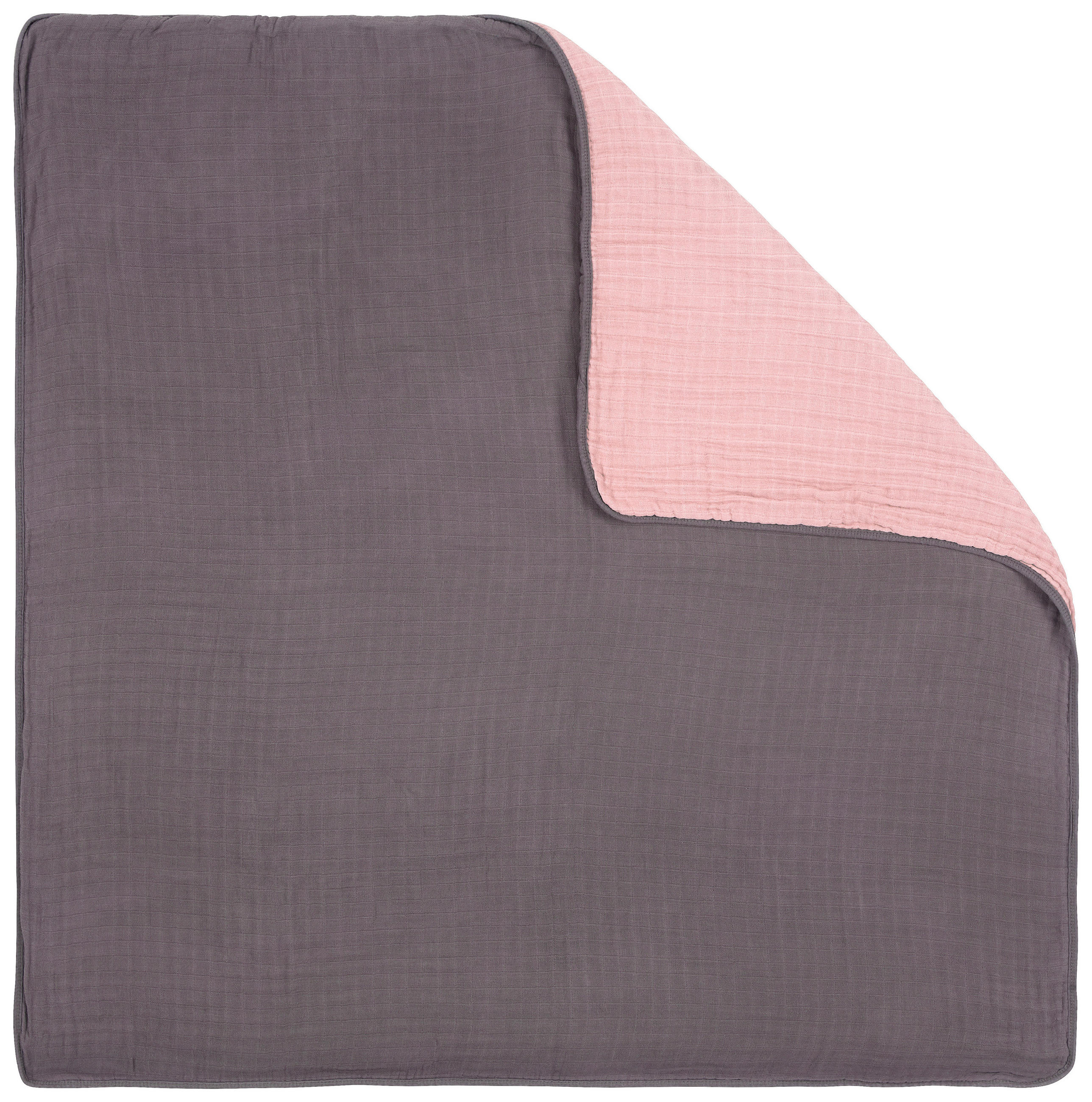 SCHMUSEDECKE MUSELINE   - Rosa/Grau, Trend, Textil (120l) - Patinio