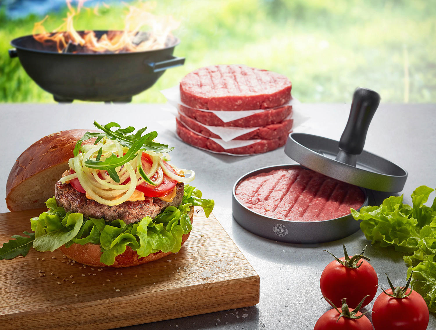 HAMBURGERPRESSE   - Anthrazit/Schwarz, Basics, Kunststoff/Metall (11,8/9,3cm) - Gefu