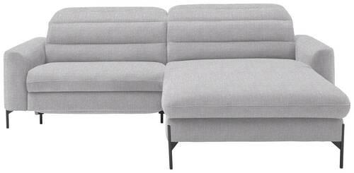 ECKSOFA in Flachgewebe Hellgrau  - Hellgrau/Schwarz, Design, Textil/Metall (252/191cm) - Dieter Knoll