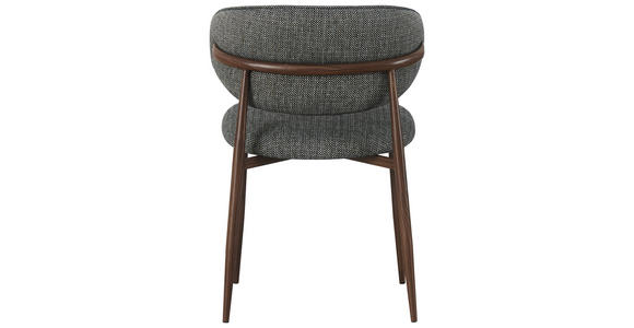 STUHL Webstoff Grau, Nussbaumfarben  - Nussbaumfarben/Grau, Design, Textil/Metall (53/79/58cm) - Novel