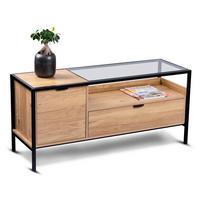 TV-ELEMENT - Eichefarben/Schwarz, Basics, Glas/Holzwerkstoff (120/55/40cm) - Xora