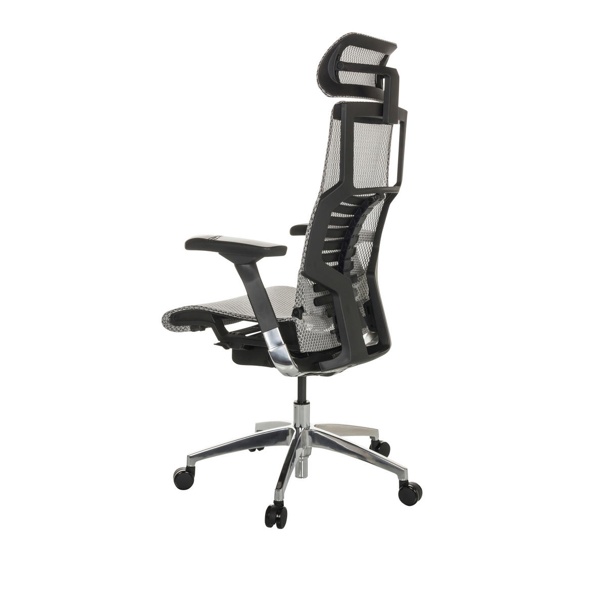 DREHSTUHL Netz Hellgrau  - Silberfarben/Hellgrau, Basics, Kunststoff/Textil (67/119-135/60cm) - MID.YOU