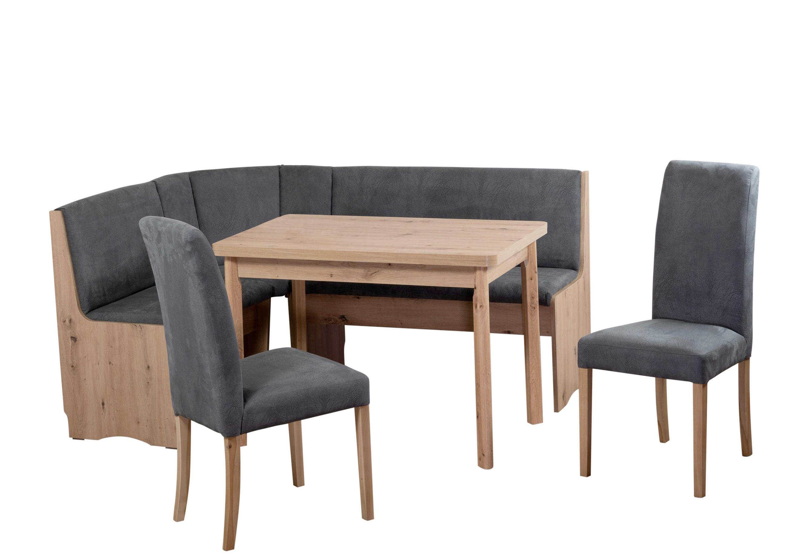 ECKBANKGRUPPE Mikrofaser Grau, Eiche Artisan  - Eiche Artisan/Grau, KONVENTIONELL, Holz/Textil (125/89/165cm) - MID.YOU