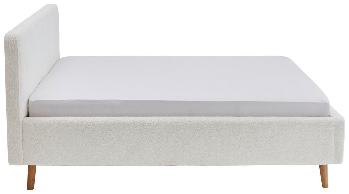 POLSTERBETT 180/200 cm  in Creme  - Eichefarben/Creme, Design, Holz/Textil (180/200cm) - MID.YOU