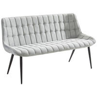 SITZBANK Samt Grau, Schwarz  - Schwarz/Grau, MODERN, Textil/Metall - MID.YOU
