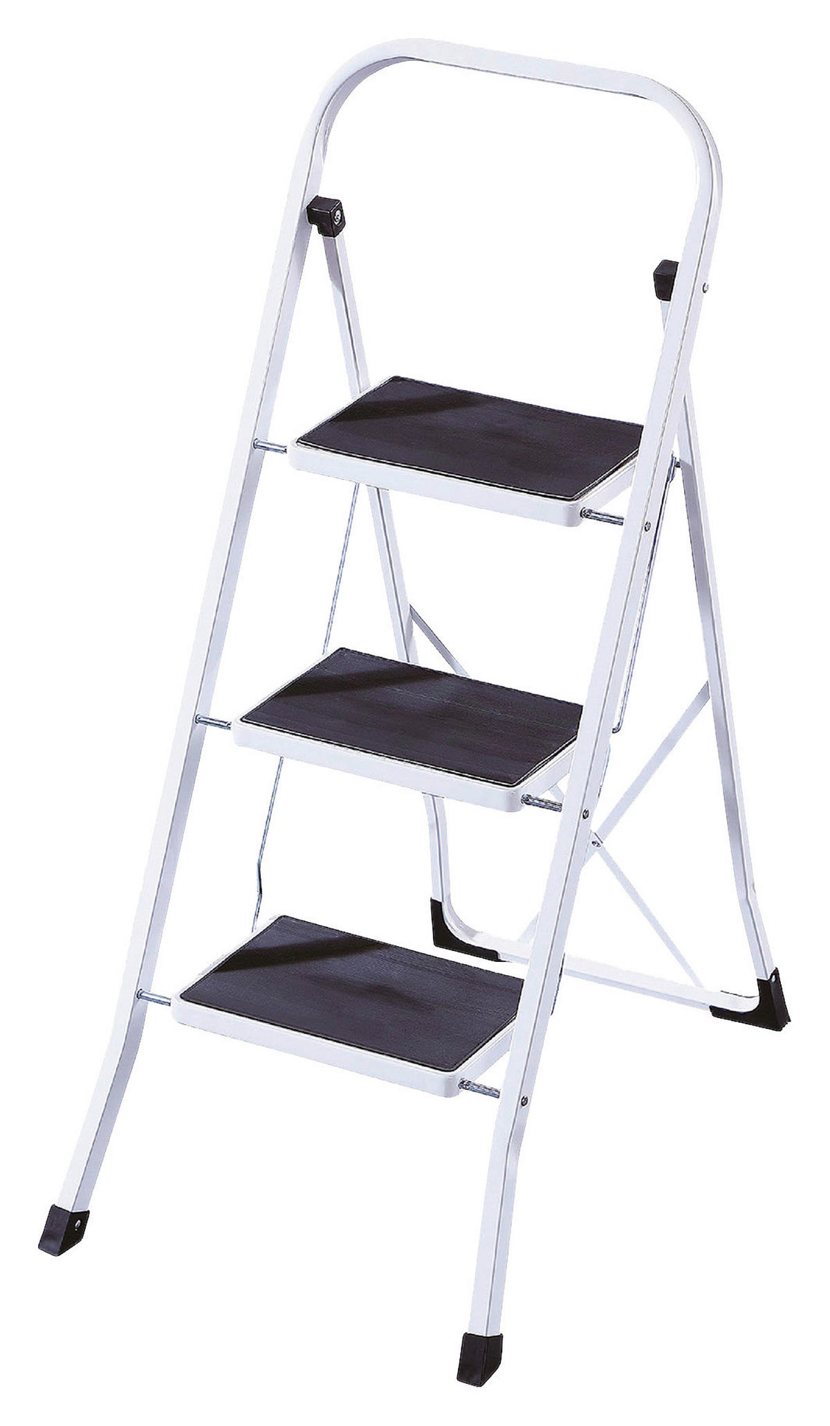 KLAPPTRITTLEITER - Schwarz/Weiß, Basics, Metall (116/47/15cm)