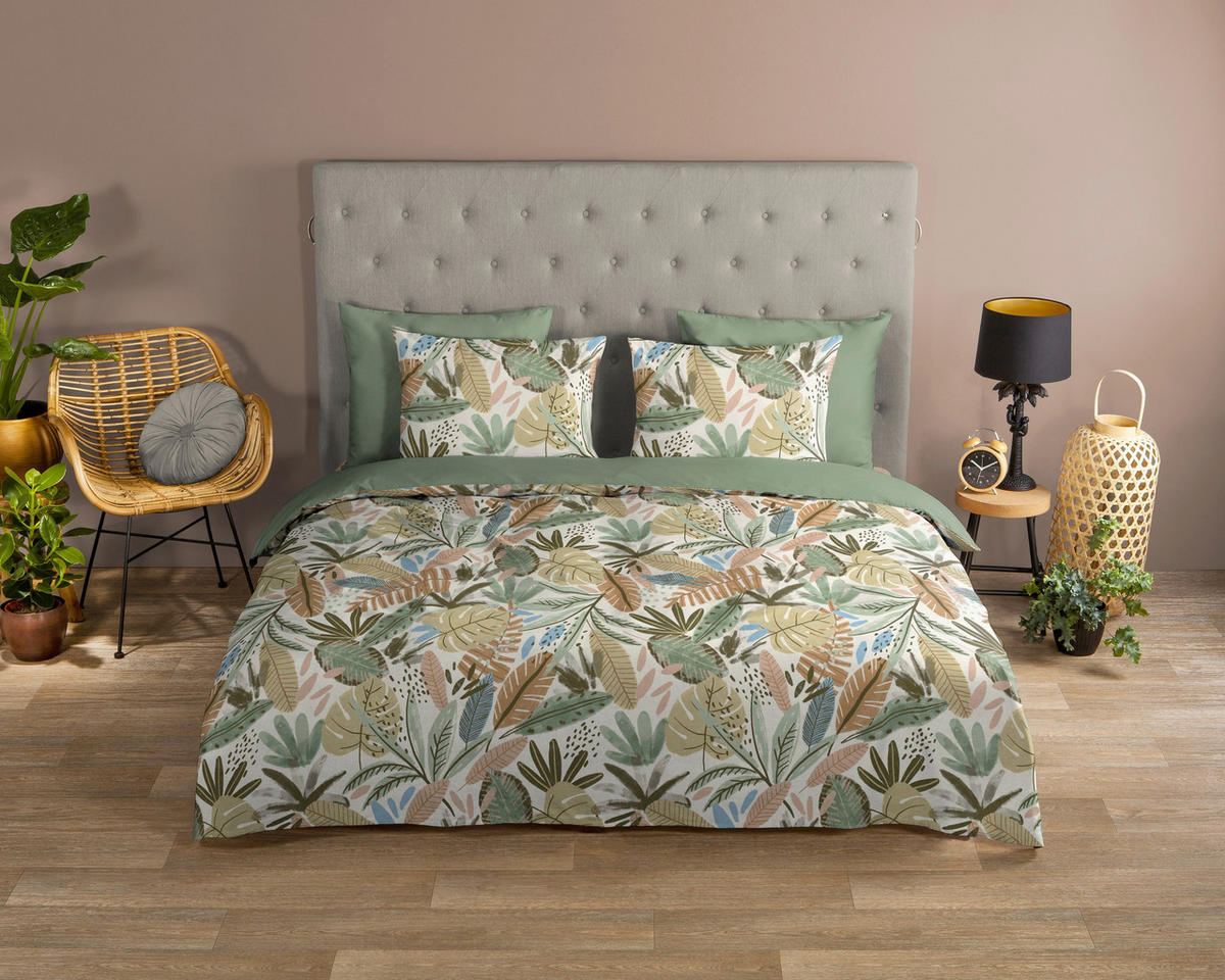 WENDEBETTWÄSCHE 2-teilig Good Morning Renforcé 140/200 cm  - Koralle/Beigebraun, Basics, Textil (140/200cm)