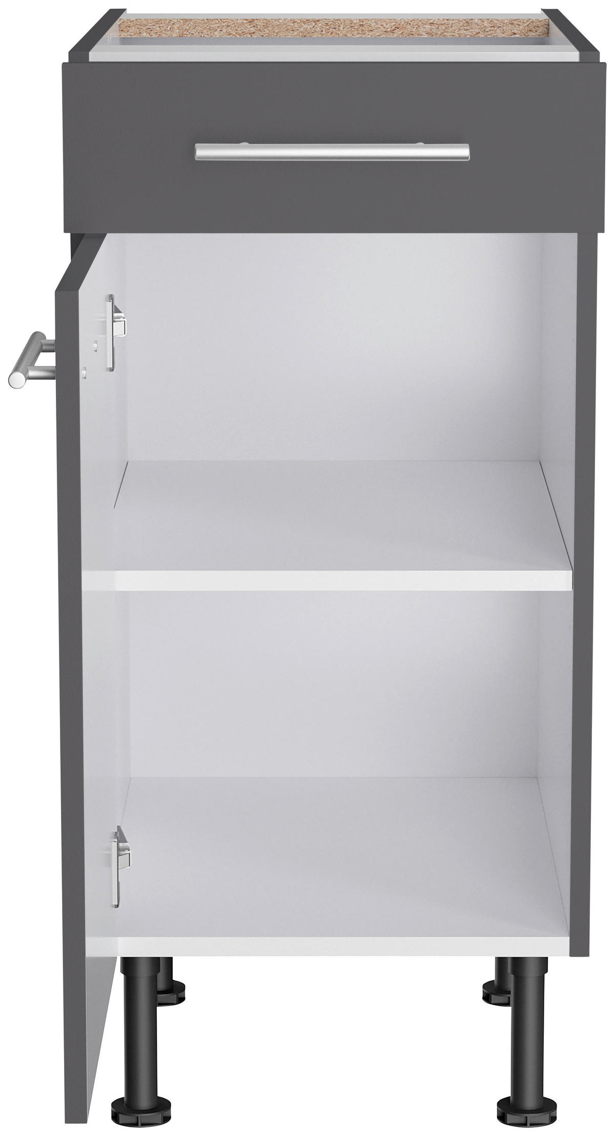 KÜCHENBLOCK 270 cm   in Anthrazit  - Edelstahlfarben/Eichefarben, Basics, Holzwerkstoff/Metall (270cm) - Optifit