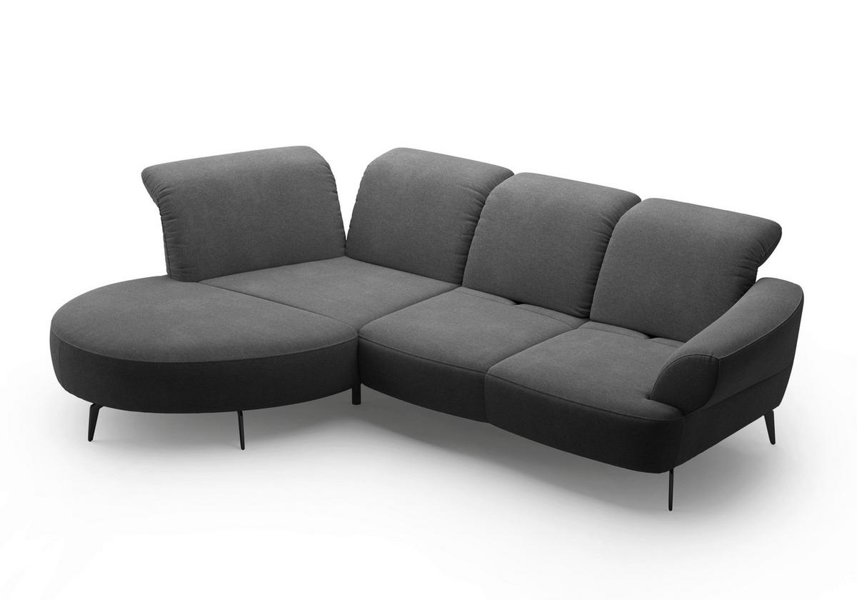 ECKSOFA DANCE E Dunkelgrau Mikrofaser  - Dunkelgrau/Schwarz, MODERN, Textil/Metall (208/313cm) - Sit & More