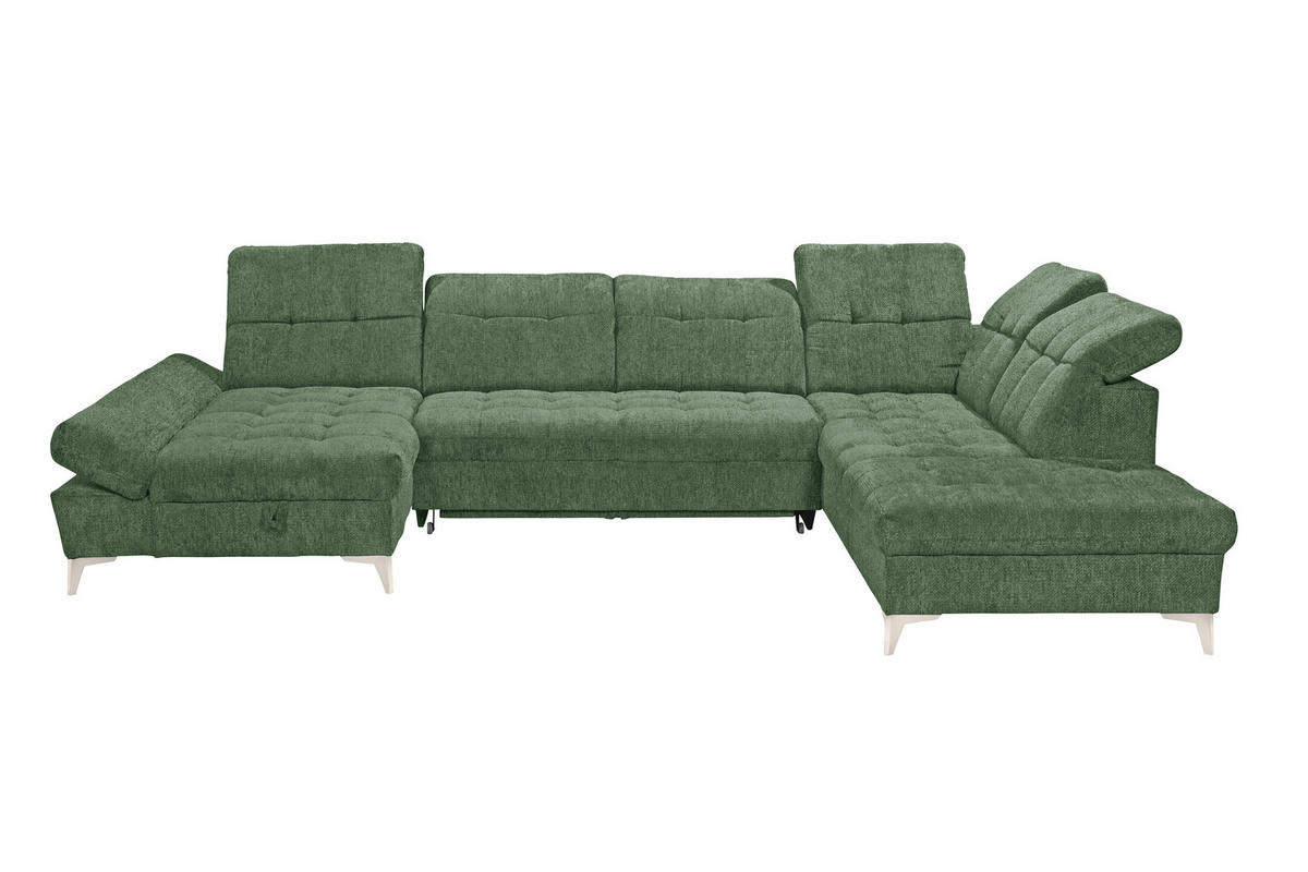 WOHNLANDSCHAFT MERCY Dunkelgrün Mikrovelours  - Kaschmir/Dunkelgrün, MODERN, Kunststoff/Textil (169/348/245cm) - MID.YOU