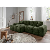 ECKSOFA in Struktur Dunkelgrün  152/301 cm  - Dunkelgrün/Schwarz, MODERN, Kunststoff/Textil (152/301cm) - Livetastic