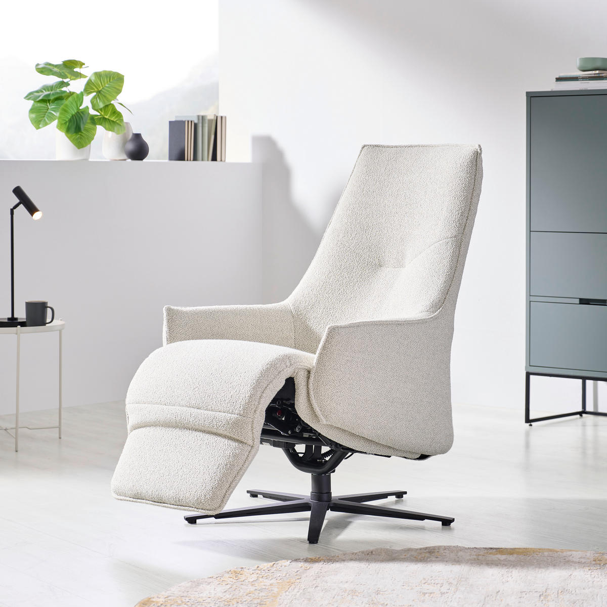 RELAXSESSEL in Textil Creme  - Anthrazit/Creme, Design, Textil/Metall (70/112/85cm) - Himolla Komfortklass