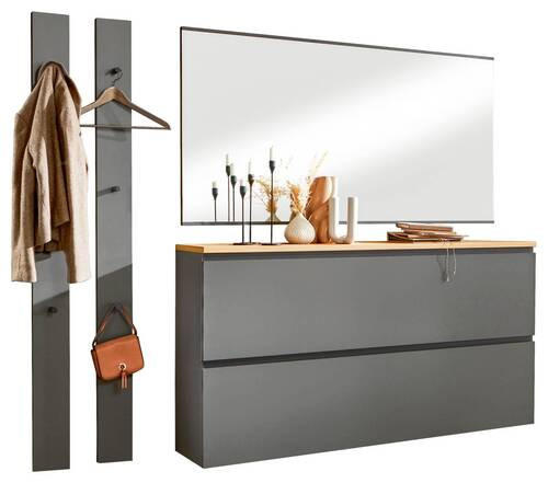 GARDEROBE 4-teilig in 160/20/31 cm - Eichefarben/Grau, Design, Holz (160/20/31cm) - Dieter Knoll