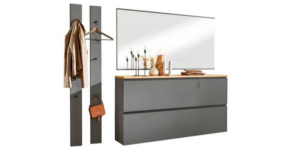 GARDEROBE 4-teilig in 160/20/31 cm - Eichefarben/Grau, Design, Holz (160/20/31cm) - Dieter Knoll