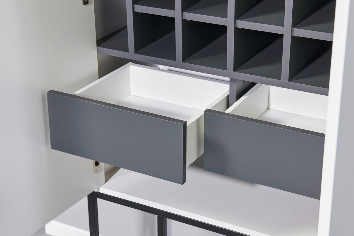 BARSCHRANK Weiß  - Schwarz/Weiß, Design, Glas/Holzwerkstoff (80/157/38cm) - Xora