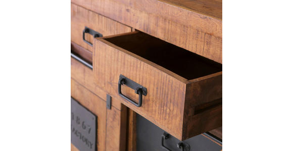 SIDEBOARD in 145/85/45 cm - Schwarz/Naturfarben, ROMANTIK / LANDHAUS, Holz/Metall (145/85/45cm) - Landscape