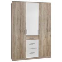 OMARA ZA OBLAČILA, bela, hrast san remo  - bela/barve aluminija, Konvencionalno, umetna masa/leseni material (135/199/58cm) - Carryhome