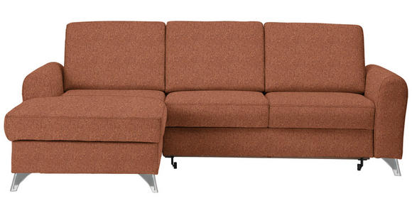 ECKSOFA in Flachgewebe Orange, Rostfarben 167/244 cm - Rostfarben/Silberfarben, Design, Textil/Metall (167/244cm) - Cantus