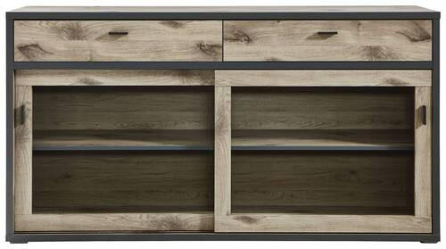 SIDEBOARD Eichefarben, Dunkelgrau 171/90,9/43,8 cm - Dunkelgrau/Eichefarben, Modern, Glas/Holzwerkstoff (171/90,9/43,8cm) - Xora