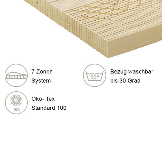 LATEXMATRATZE Höhe ca. 18 cm - Weiß, Basics, Textil (100/200cm) - Linea Natura