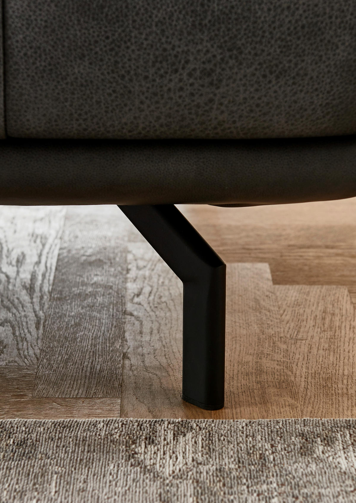ECKSOFA in Echtleder Anthrazit  - Anthrazit, Design, Leder/Metall (325/255cm) - Dieter Knoll