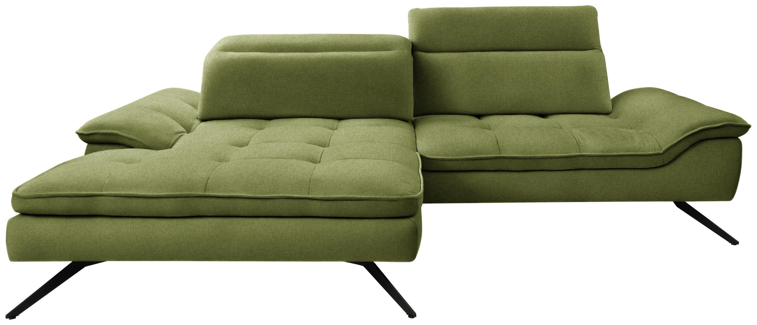 ECKSOFA in Webstoff Grün  179-202/288 cm  - Schwarz/Grün, Design, Textil/Metall (179-202/288cm) - Stylife