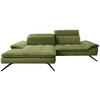 ECKSOFA in Webstoff Grün  - Schwarz/Grün, Design, Textil/Metall (179-202/288cm) - Stylife