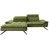 ECKSOFA in Webstoff Grün  179-202/288 cm  - Schwarz/Grün, Design, Textil/Metall (179-202/288cm) - Stylife