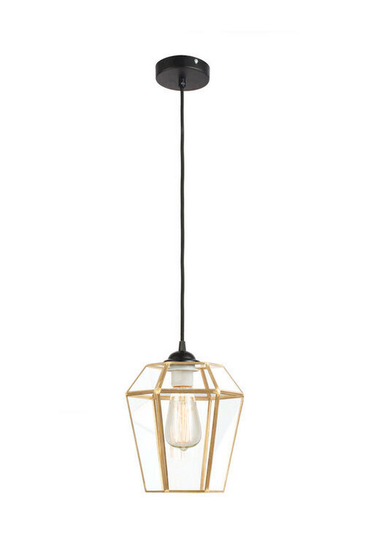 HÄNGELEUCHTE  22,5/26/22,5 cm   - Transparent/Schwarz, Trend, Glas (22,5/26/22,5cm) - Kayoom