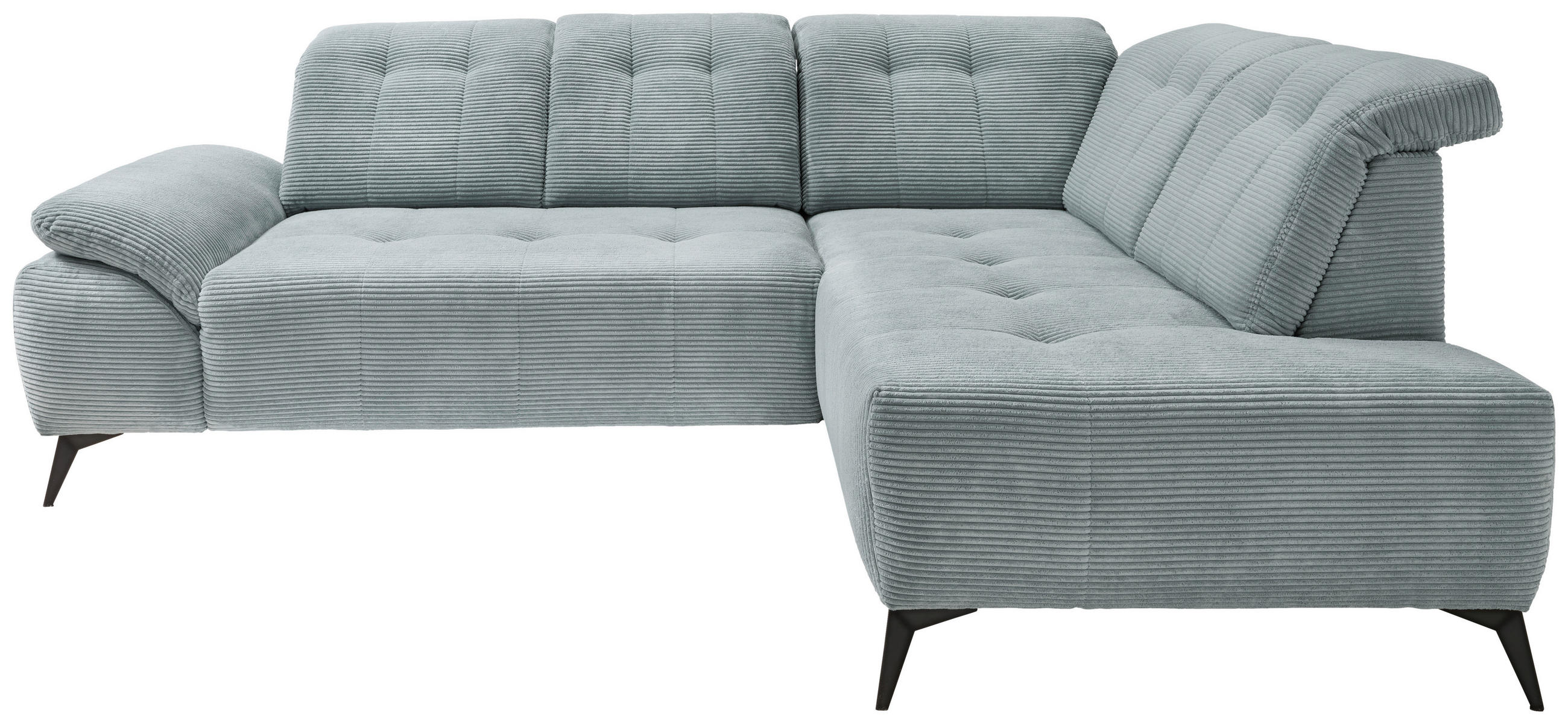 ECKSOFA Hellblau Cord  - Schwarz/Hellblau, MODERN, Textil/Metall (272/200cm) - Livetastic